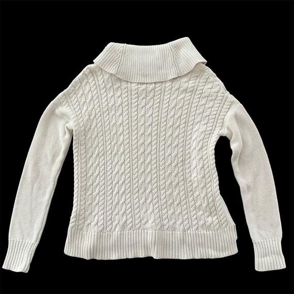 American Eagle All Around Cableknit Sweater Size Medium Boxy Fisherman Mock Neck - Picture 3 of 10